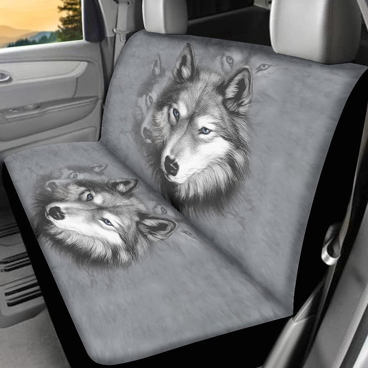 chaqlin Grey Wolf Print Autositzbezüge + Rückenlehnenbezug hinten hinten Bankbezug hinten Autositzbe