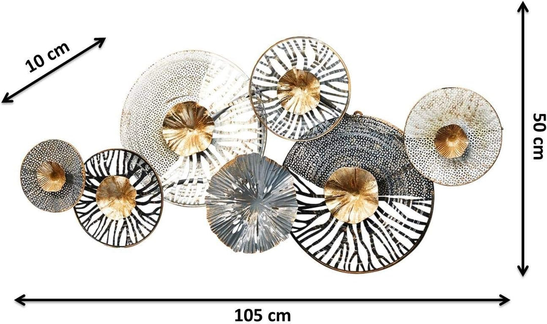 Kobolo Wandbild Wanddeko Metallbild 3D-Bild - ROOTS - anthrazit silber gold - ca 105x50 cm