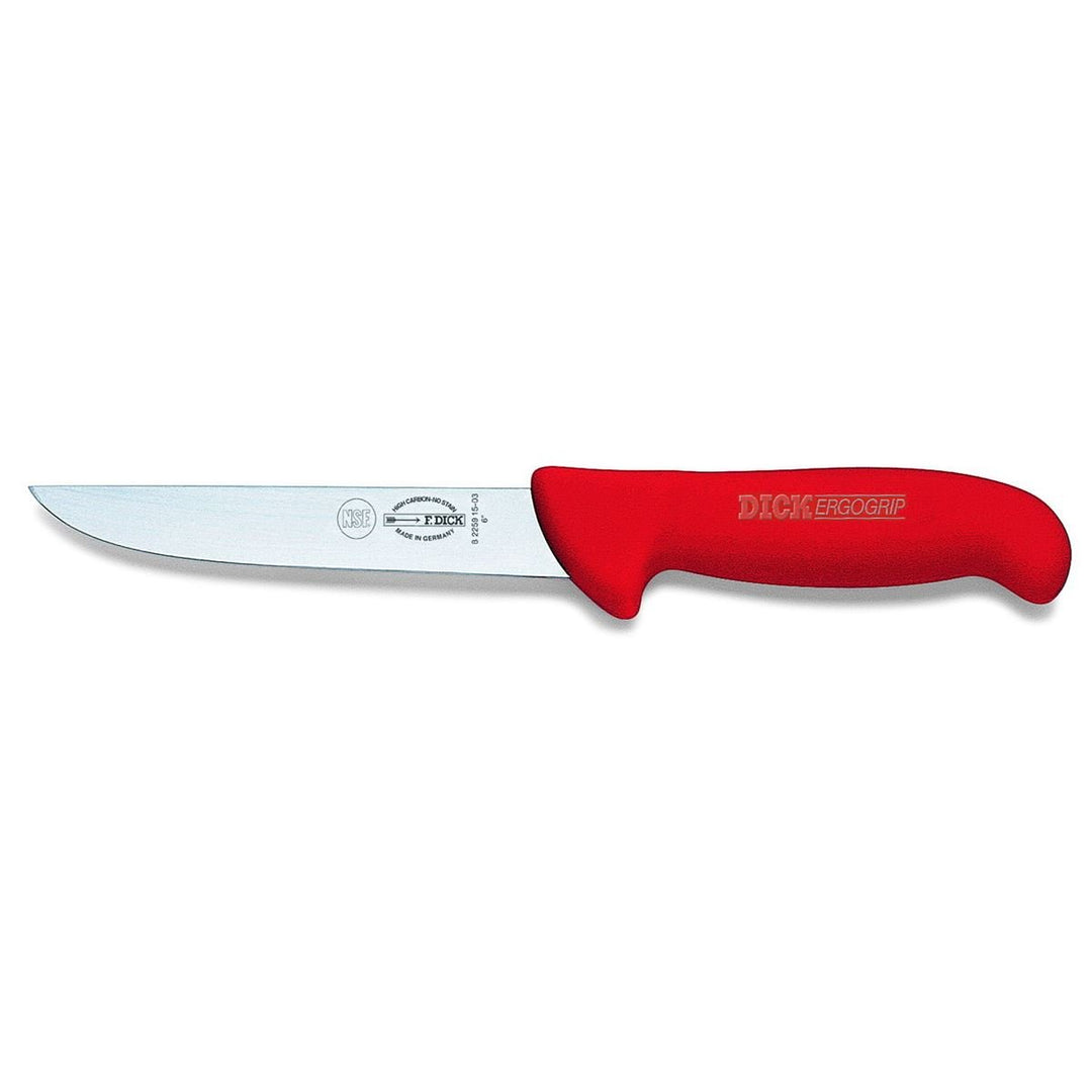 Dick Ausbeinmesser steif 15 cm breit - Griff rot - Messer zum zerlegen und zerteilen von Fleisch