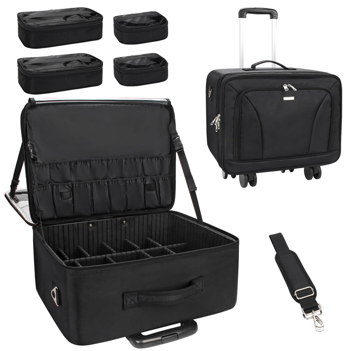 17.7" Extra Grosse Kosmetikkoffer Trolley - Professionelle Schminkkoffer Reise Beauty Case Tragbare