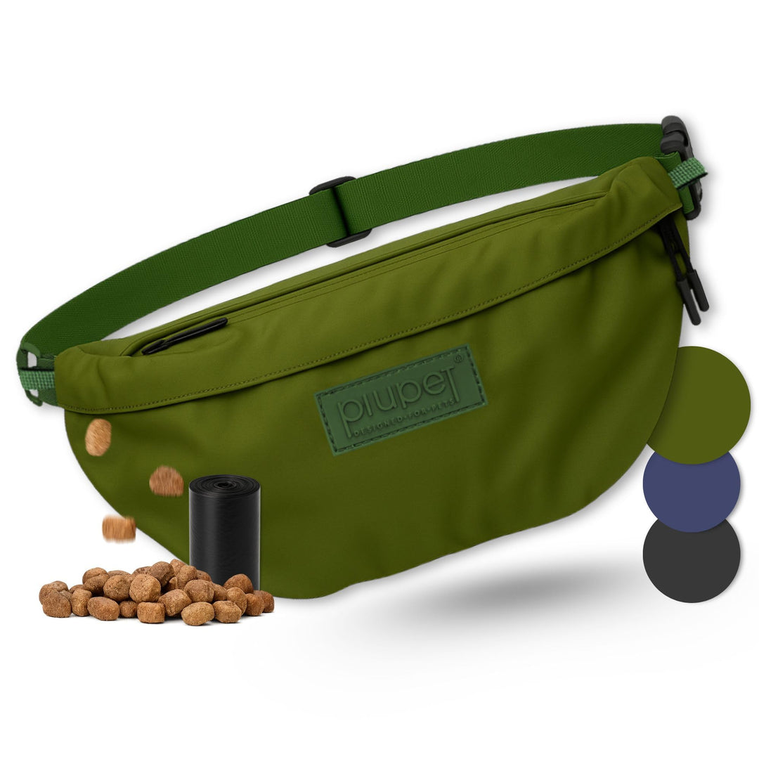 PiuPet® Leckerlitasche für Hunde I Stylische & wasserdichte Gassitasche Hunde mit 3 Reissverschlussf