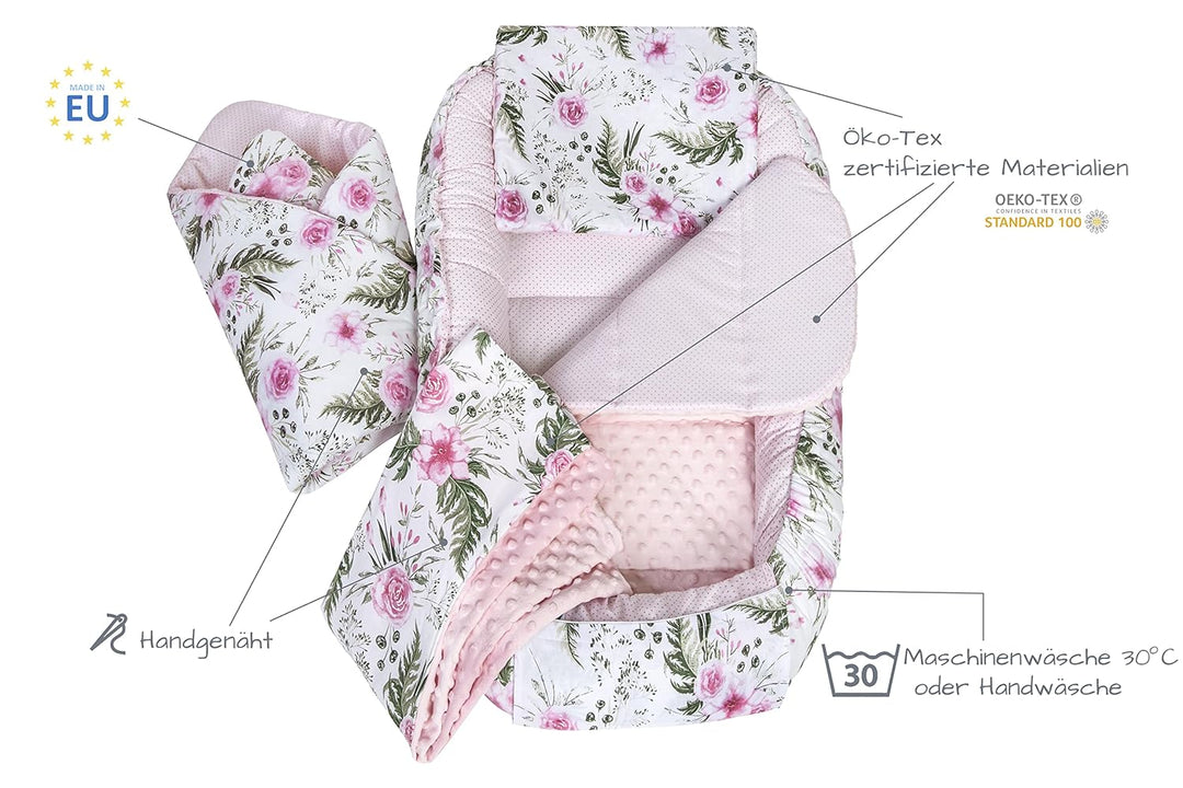 Medi Partners 5 teilig Babynestchen Set Babynest 100x60x15 herausnehmbarer Einsatz Bett Kuschelnest