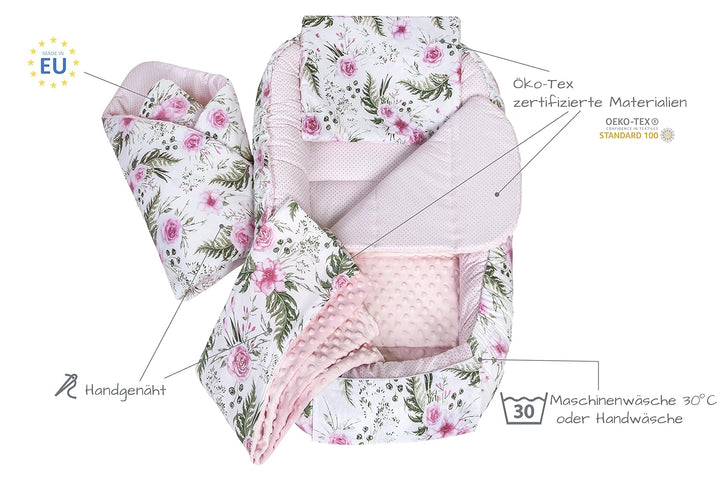 Medi Partners 5 teilig Babynestchen Set Babynest 100x60x15 herausnehmbarer Einsatz Bett Kuschelnest