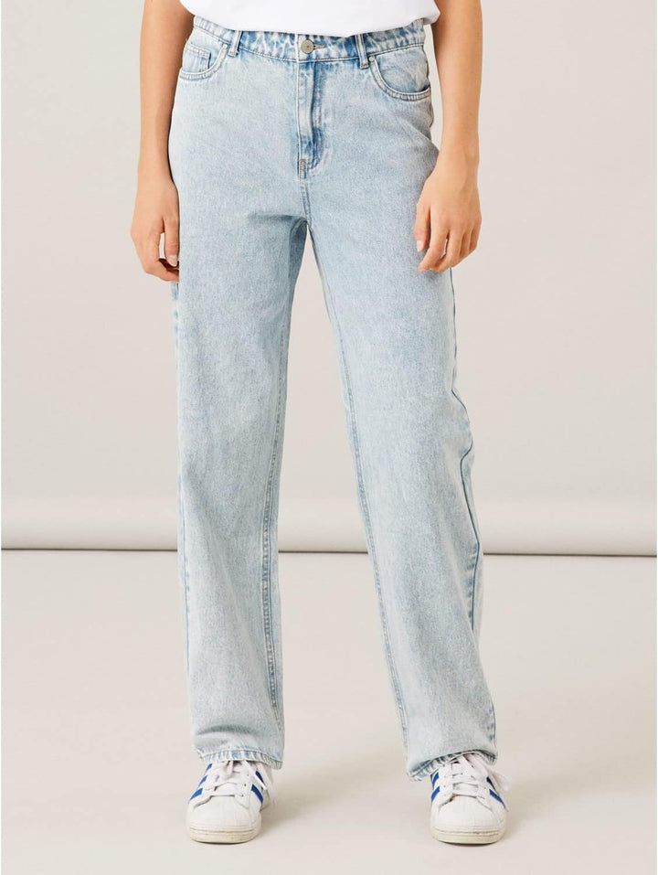 NAME IT Mädchen Nlftoneizza DNM Hw Straight Pant Noos Jeanshose, Light Blue