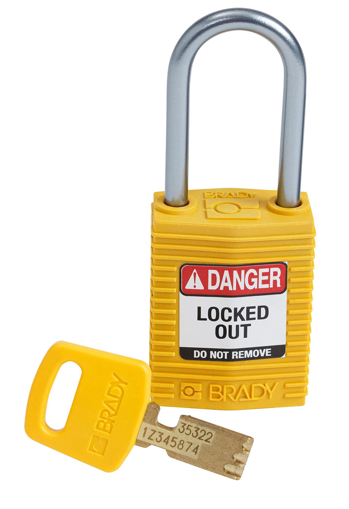 Brady (CPT-YLW-38AL-KD) SafeKey Nylon Lockout-Vorhängeschloss - kompakt Mit Aluminium Bügel 38.00 mm