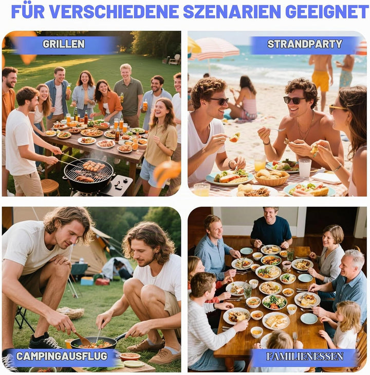 Camping Geschirr Set 2 Personen, 10 Stück Edelstahl Camping Besteck, Hochwertiges, Platzsparend für