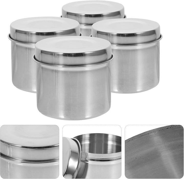 Edelstahl Lebensmittelbehälter 350ml Rund 8cm 4 Stück Luftdichte Probenboxen für Schulkantinen und F