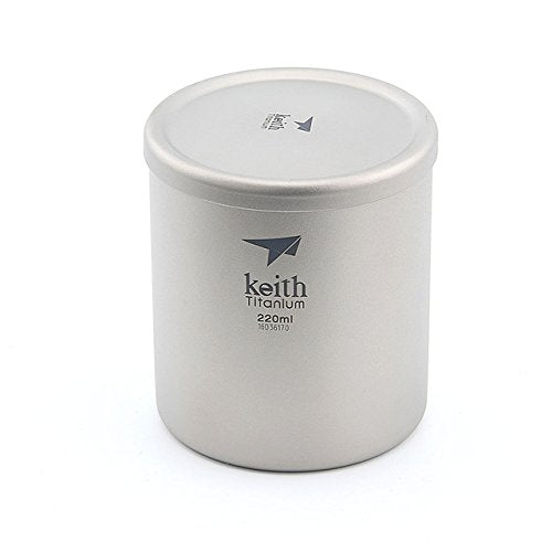 Keith 220 ml/600 ml Titan Becher Saugnapf Doppelwandig Ultraleicht Titan Becher Tassen Leichte Tragb