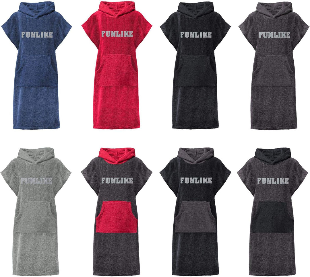 CelinaTex Funlike Poncho mittel 65 x 100 cm anthrazit Baumwolle Badeponcho Frottee Surfponcho Kapuze