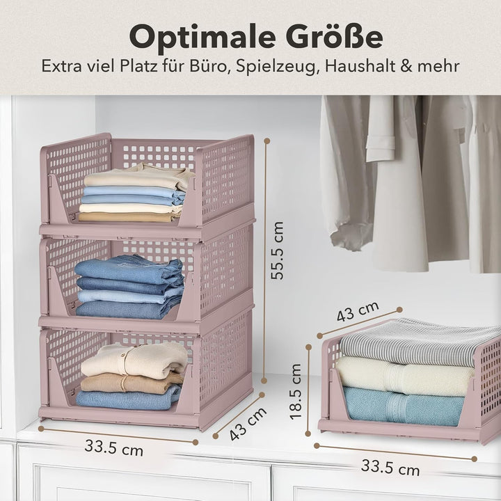 Schrank Organizer 3er Set (Faltbar & Stapelbar) – Kleiderschrank Organizer Boxen, platzsparende Aufb