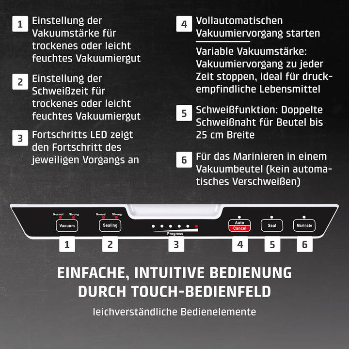 Caso VacuChef 40 - Kammervakuumierer aus Edelstahl, 3L Vakuumkammer 70 Liter/Minute, doppelte Schwei
