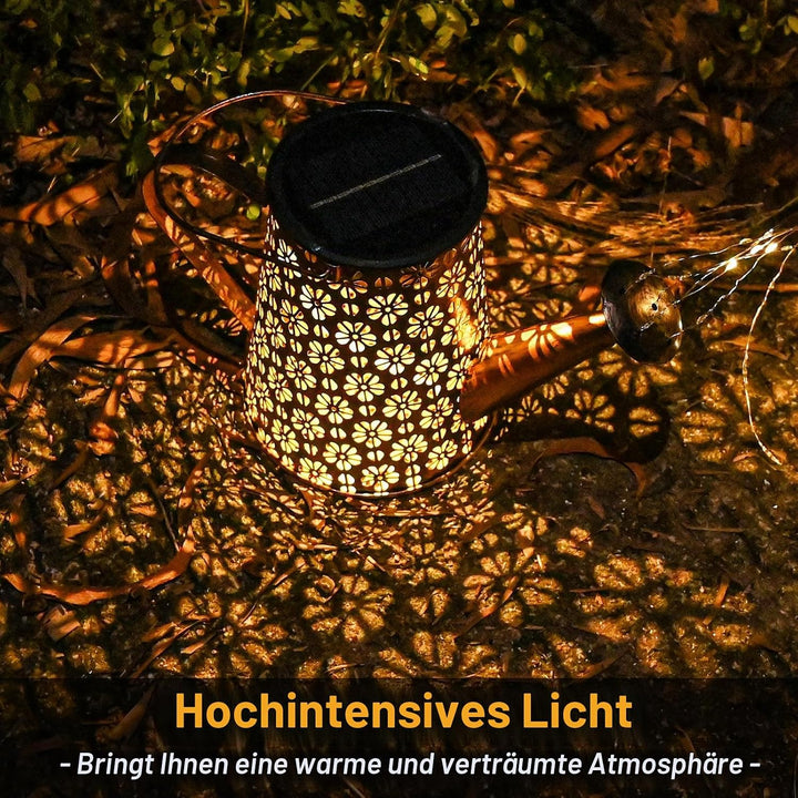 GuKKK Solar Giesskanne mit Solarlampen für Aussen, LED Lichter, Gartendeko Modern Stil, Lichterkette