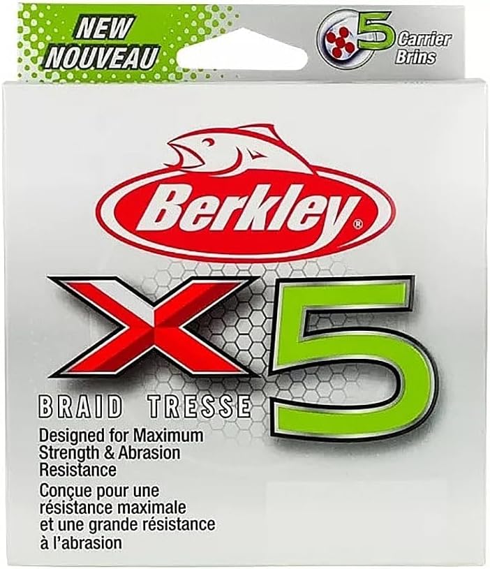 Berkley X5 geflochtene Angelschnur – Starke 5-fache geflochtene Schnur zum Salz- und Süsswasserangel