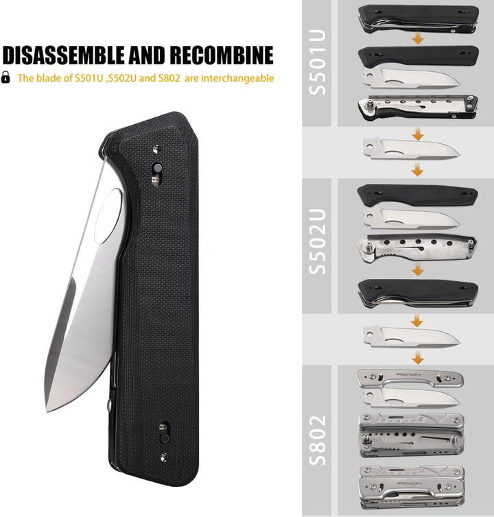 Roxon S501U Folding Pocket Scissors &Replaceable Changeable Knife Blade mit Belt Clip, 2 in 1 Multi-