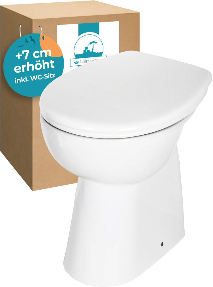 Calmwaters® Spülrandloses Stand-WC Komplettset Elements Wellness mit Toilettendeckel, erhöhtes + 7 c