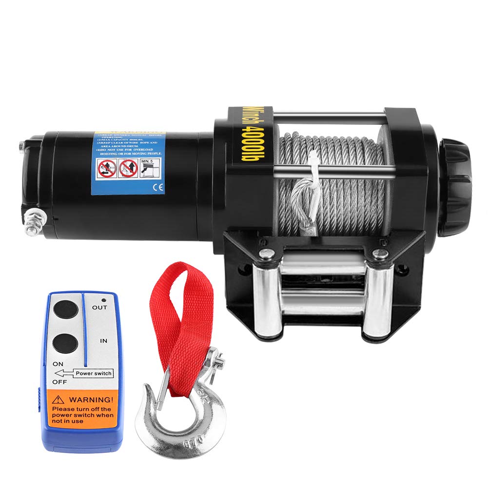 12V Elektrische Seilwinde mit Funkfernbedienung, Motorwinde Flaschenzug Hebezug, Elektrische Seilzug