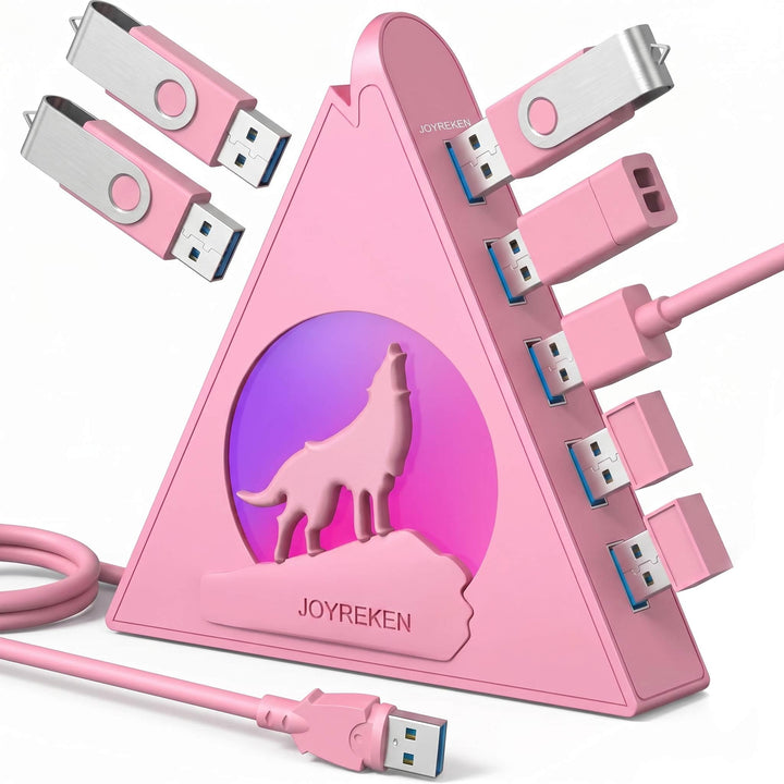 7 Port USB Hub,JoyReken USB 3.0 verlängerung mit verlängertem 60cm Kabel,USB Verteiler für Desktop,