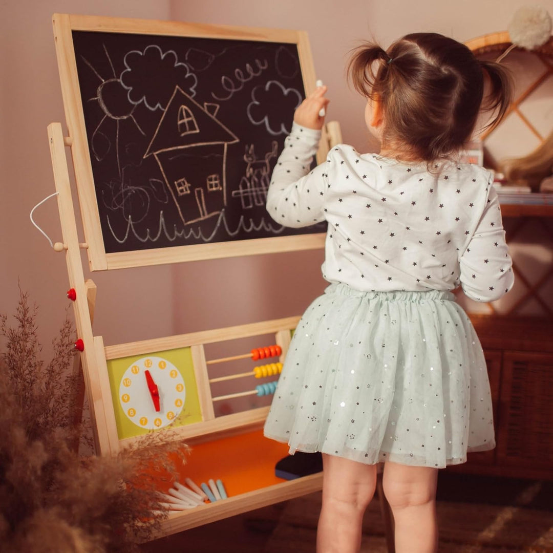 Mamabrum, Spieltafel aus Holz, doppelseitige Kindertafel Magnetisch und Kreide Kindertafel, Doppelse