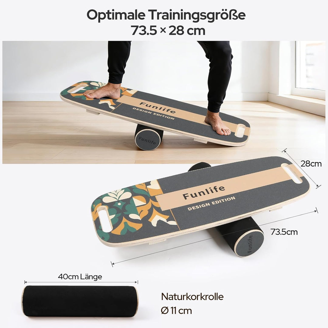FunLife Balance Board aus Holz – Stabiler Gleichgewichtstrainer für Core Training, Fitness & Balance