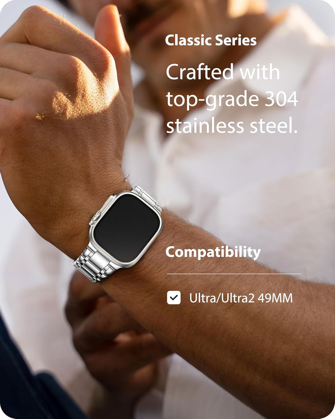 Fullmosa Kompatibel mit Apple Watch Armband 49mm Series Ultra2/Ultra, Edelstahl Apple Watch Ersatzar