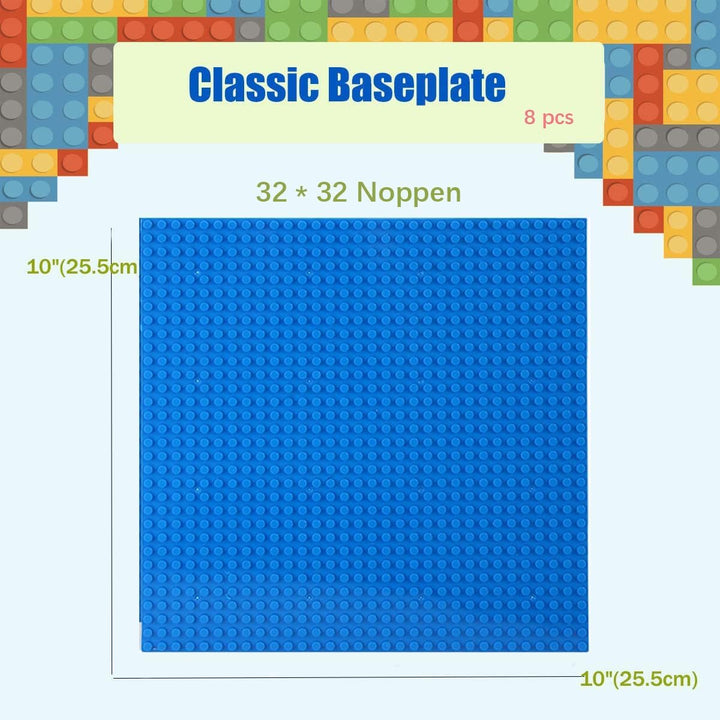 8 Platten-Set Bauplatte Kompatibel mit Meisten Marken,Classic Bausteine Grundplatte,Kompatibel mit B