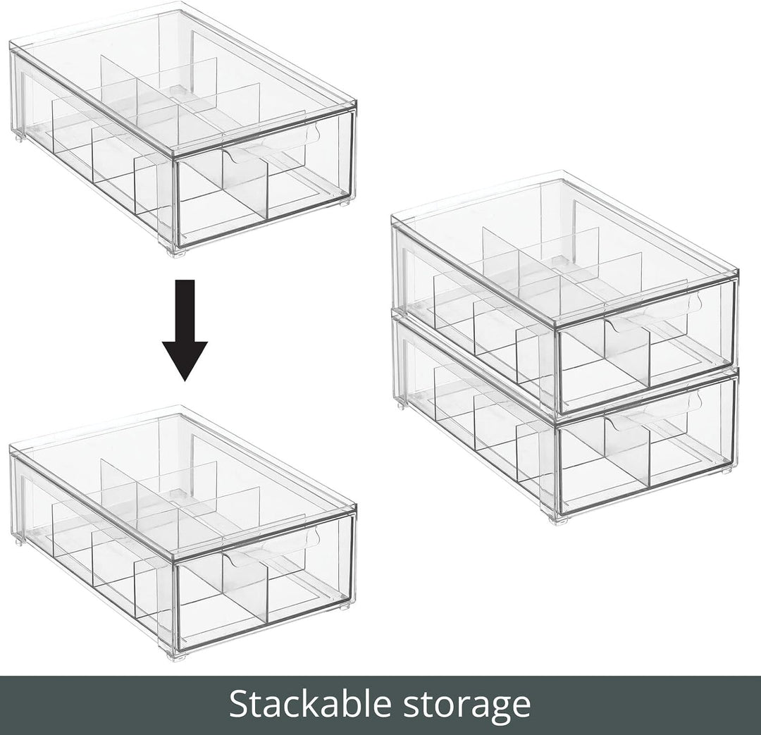 mDesign Schubladenbox mit 8 Fächern – Stapelbox aus Kunststoff für Küchen- und Kühlschrank – Küchen