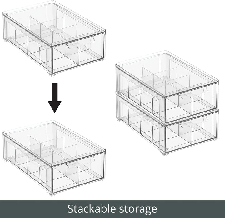 mDesign Schubladenbox mit 8 Fächern – Stapelbox aus Kunststoff für Küchen- und Kühlschrank – Küchen