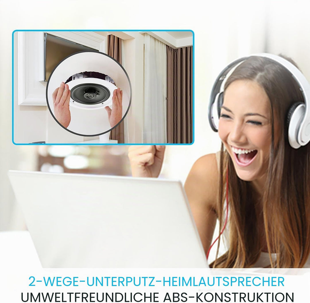 Pyle Paar 16,5 cm Bluetooth Flush Mount Unterputzkabel Decken-2-Wege-Universal Home Lautsprecher Sys