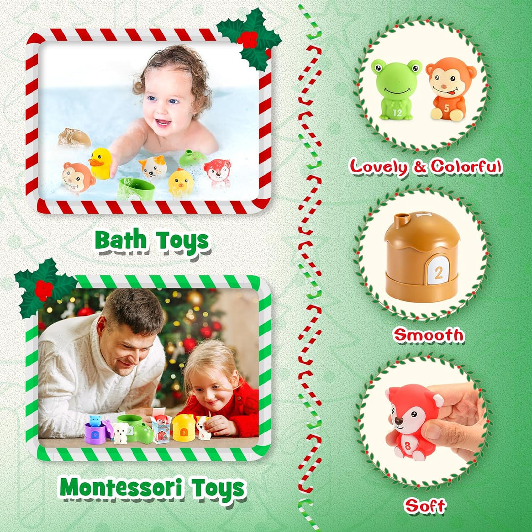 HappyGoLucky Adventskalender Kinder 2023, 24 Überraschungen Baby Geschenk Montessori Lernspielzeug W