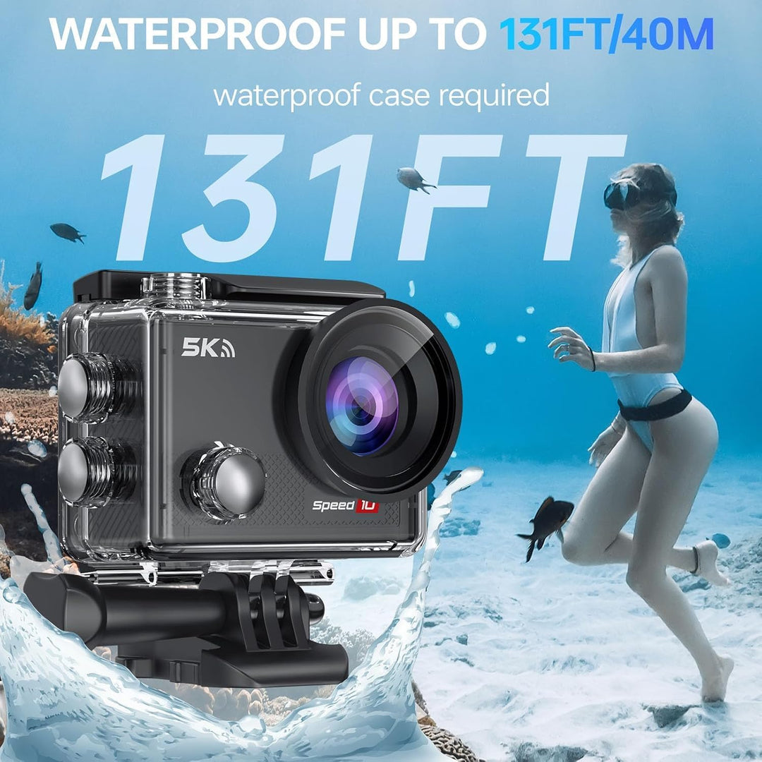 Speed 10 Action Cam, 5K30FPS 30MP Action Cam, 40 m wasserdichte Unterwasserkamera, WLAN, 170° Ultraw