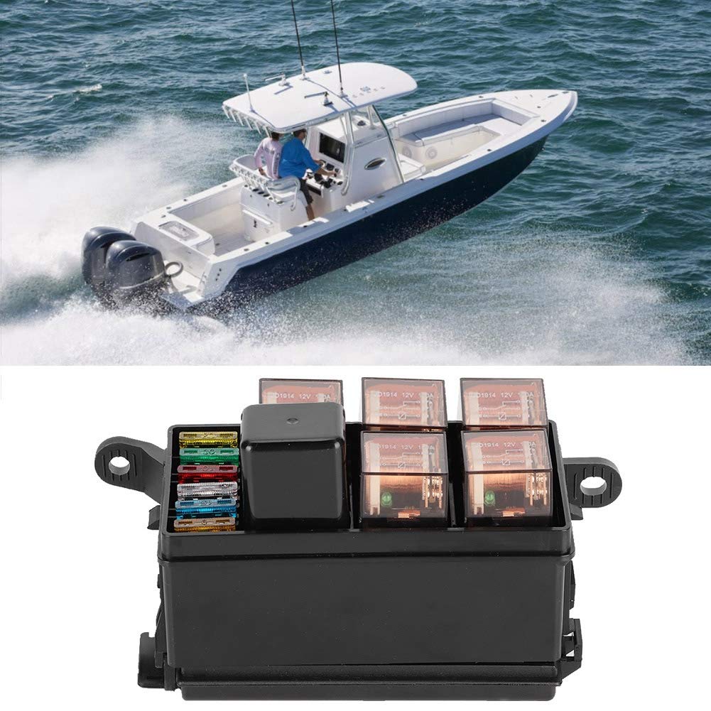 Suuonee Sicherungskasten, 6-Wege-Auto-Sicherungskasten mit 1 St. 4 St. 12 V und 5 St. 100A transpare