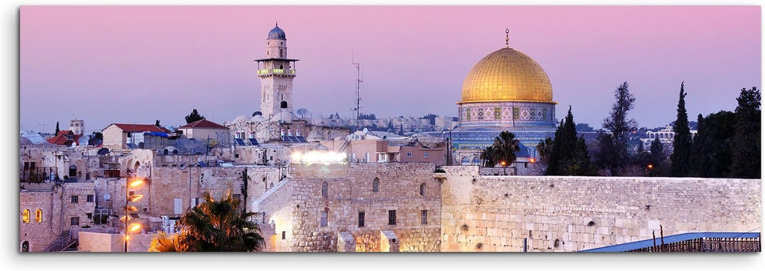 Paul Sinus Art 150x50cm Leinwandbild auf Keilrahmen Israel Jerusalem Dom Stadt Menschen Wandbild auf