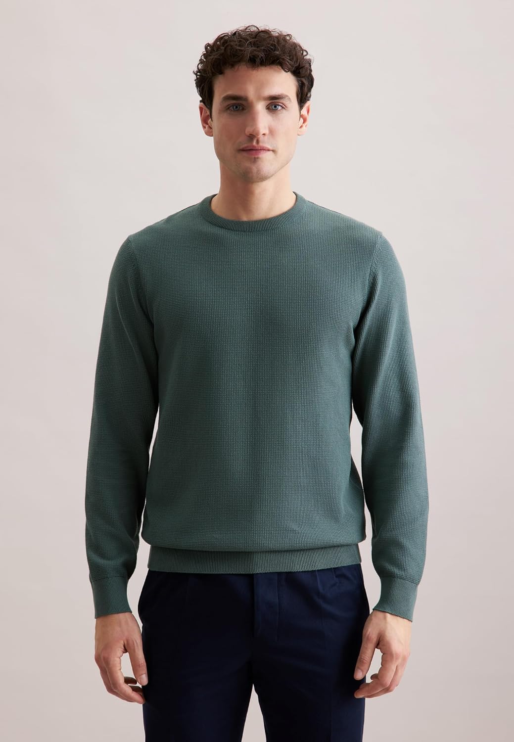 Seidensticker Herren Pullover - Regular Fit - Rundhalsausschnitt - Langarm - 100% Baumwolle 3XL Grün