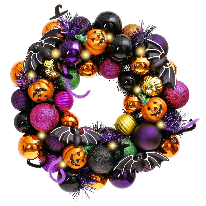 Valery Madelyn Halloween Deko, Halloween Kranz Ø 30cm, Freche Leckerbissen und bruchsichere Hallowee