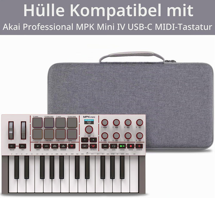 co2CREA Case Hart reiseschutzhülle Etui Tasche für Akai Professional MPK Mini IV USB-C MIDI Keyboard