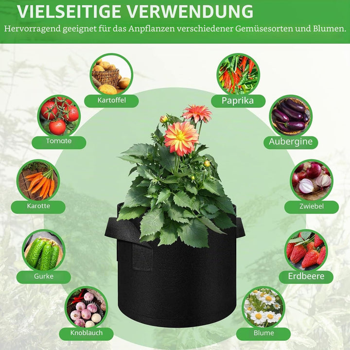 LITLANDSTAR 12 Stück 19L Pflanzsäcke aus Vliesstoff, Gartenpflanze Anbaubeutel Atmungsaktive Vliesst
