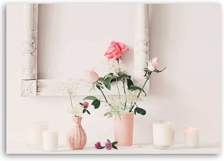 Feeby Vlies Leinwandbild Shabby Chic Vintage 80x60 cm Wand Bild Kunstdruck Deko Wohnzimmer Wohnungs