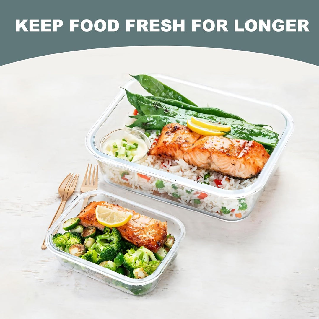 KOMUEE 10 Stück Glasbehälter mit Deckel, Luftdichte Glas Frischhaltedosen Set für Meal prep, BPA-fre