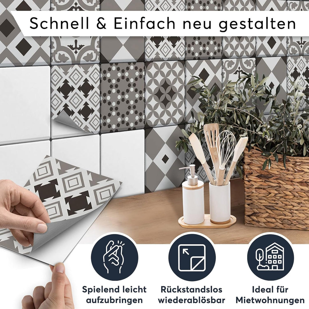 CREATISTO Mosaik-Fliesen Fliesensticker Fliesenfolie - Klebefolie Aufkleber für Fliesen I Klebeflies