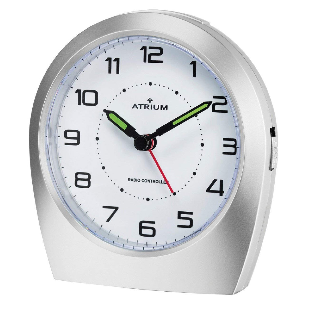 Atrium Funkwecker Analog Quarz ohne Ticken klassisches Design matt Silber A620-19