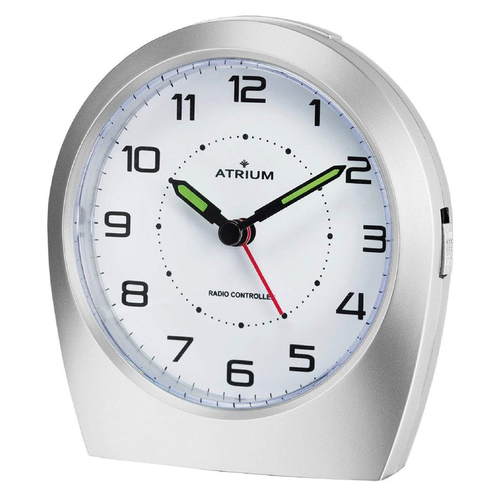Atrium Funkwecker Analog Quarz ohne Ticken klassisches Design matt Silber A620-19
