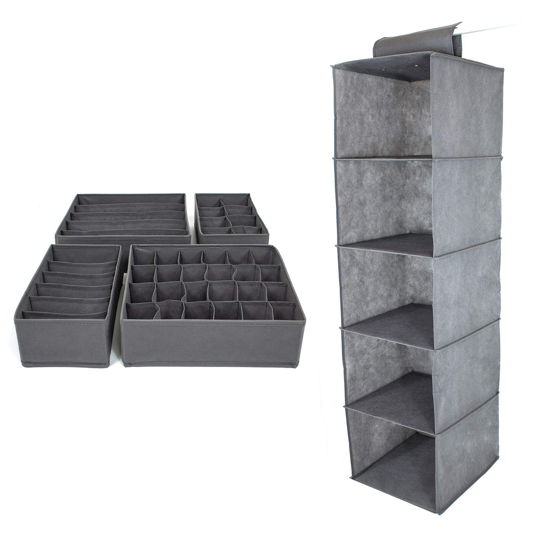 SB Trading - Schrank Organizer inkl. Schubladen Ordnungssystem aus Stoff - Kleiderschrank Hängeregal