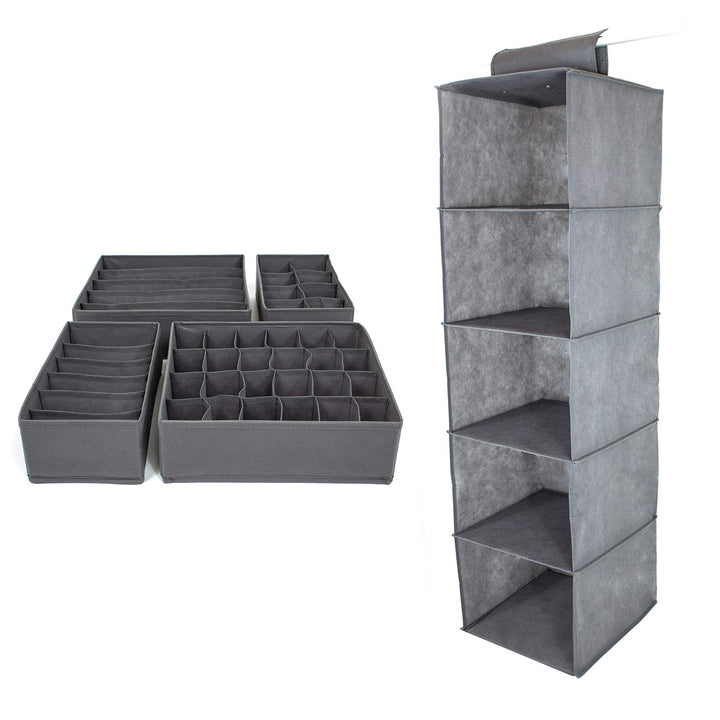 SB Trading - Schrank Organizer inkl. Schubladen Ordnungssystem aus Stoff - Kleiderschrank Hängeregal