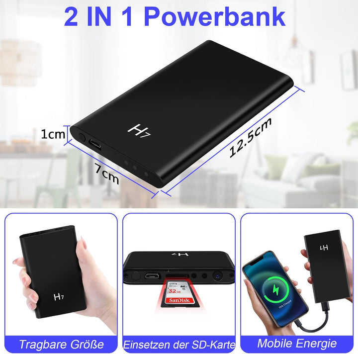 Powerbank-Minikamera, HD 1080P Klein Kamera mit Nachtsichtfunktion, Videokamera, 5000mAh Powerbank-K