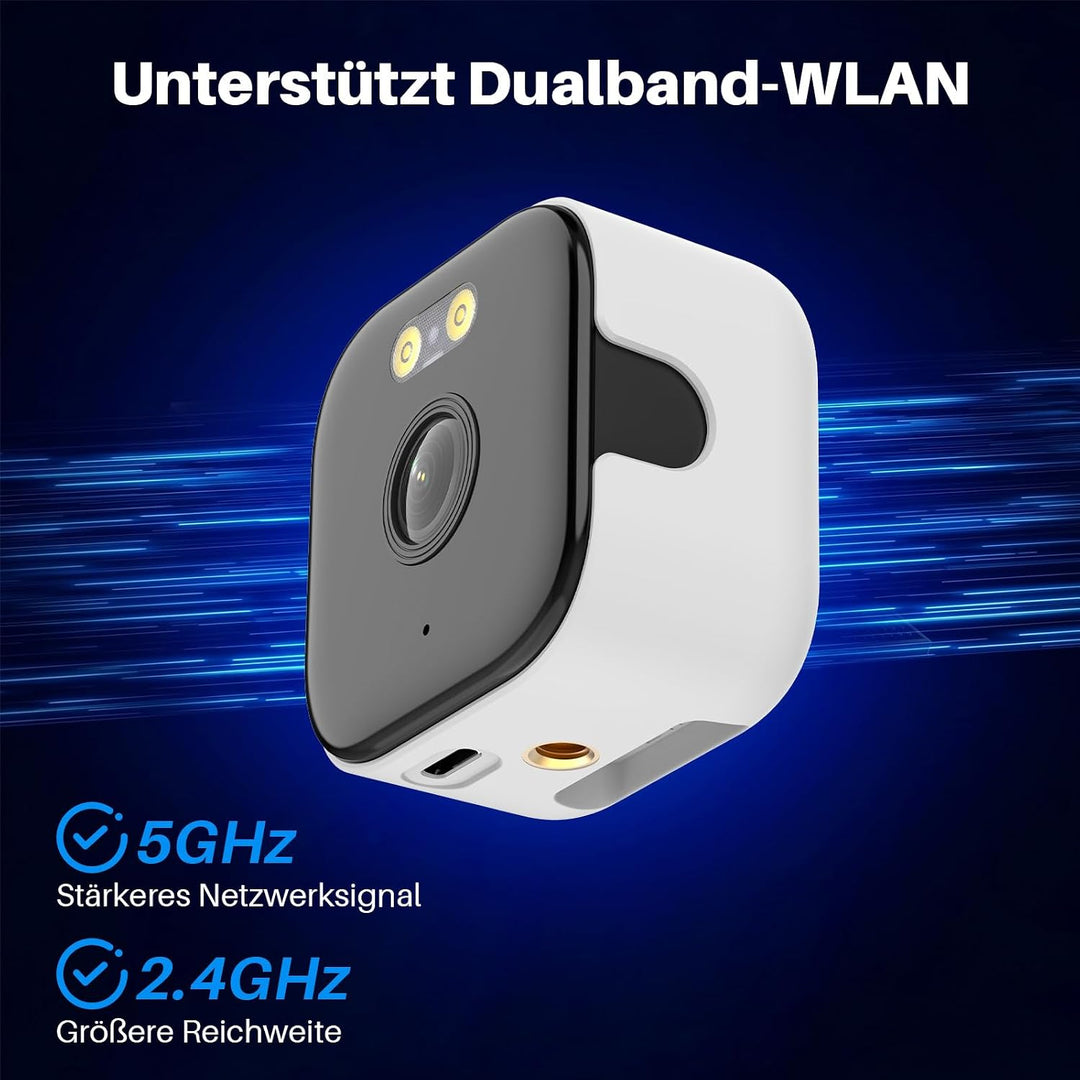 Fensterkamera Innen,2K 3MP MiNi Kamera Aussen,5GHz&amp;2,4GHz WiFi mini überwachungskamera aussen mit KI