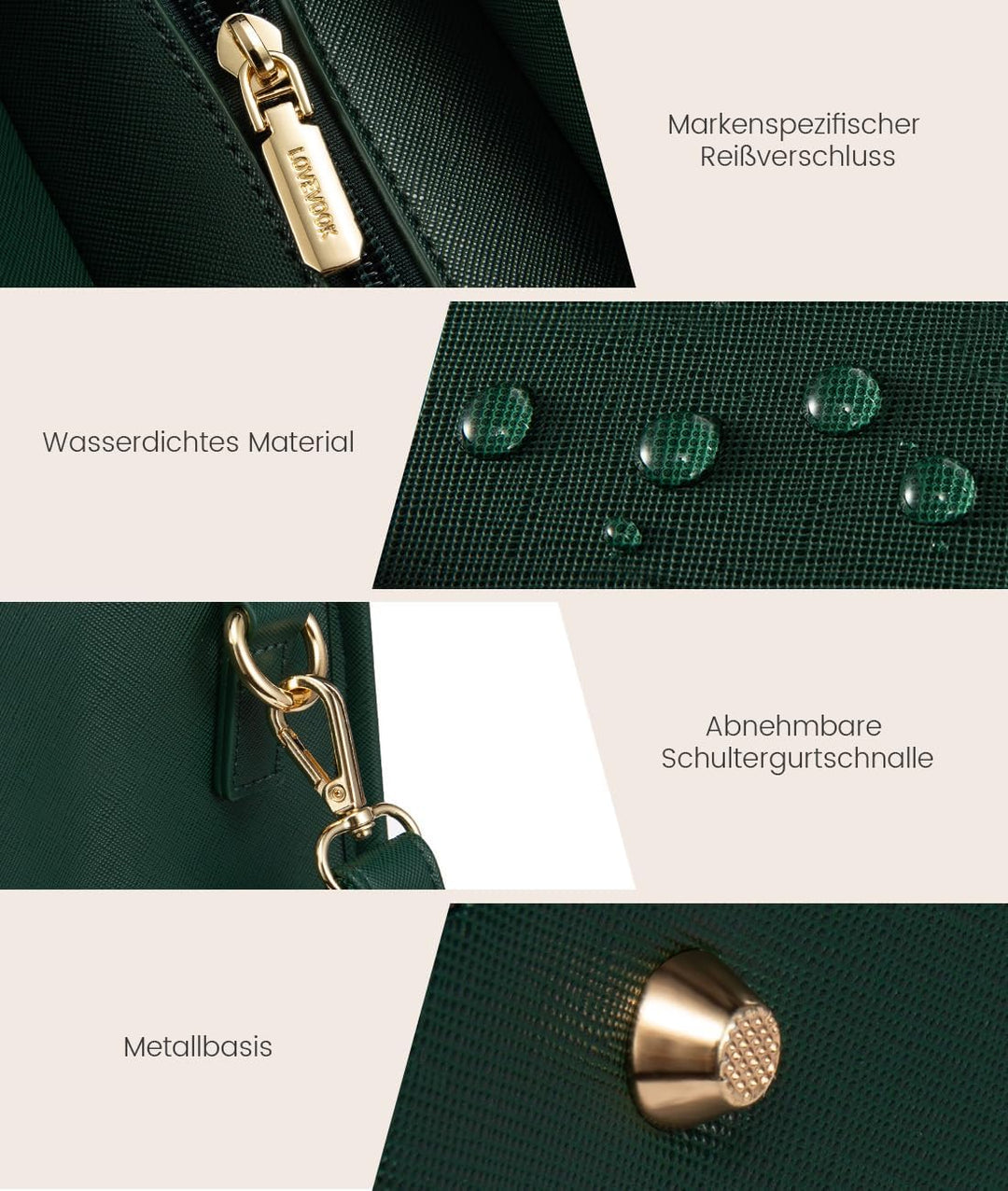 LOVEVOOK Handtasche Damen Gross, Arbeitstasche Damen 15,6 Zoll, Wasserdicht Leicht Laptoptasche Shop