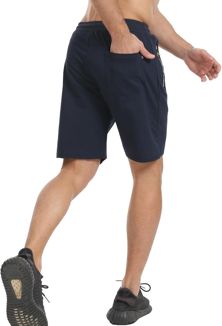 JustSun Herren Shorts Kurze Sporthose Baumwolle Stretchstoff mit Reissverschluss S B Blau, S B Blau