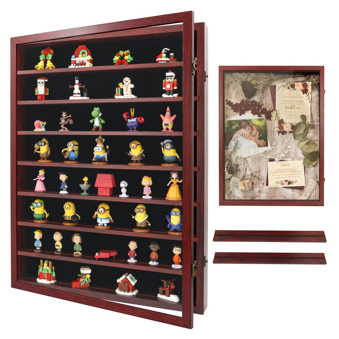 FramePro 3D Bilderrahmen 45x60 Grosse Schattenbox Vitrine Rahmen mit Glasfenstertür Erinnerungsstück