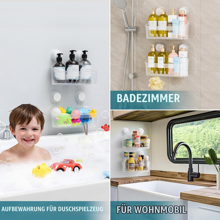 TAILI Duschkorb mit Saugnapf, 2er-Pack, strapazierfähiger Duschorganizer für das Badezimmer, abnehmb