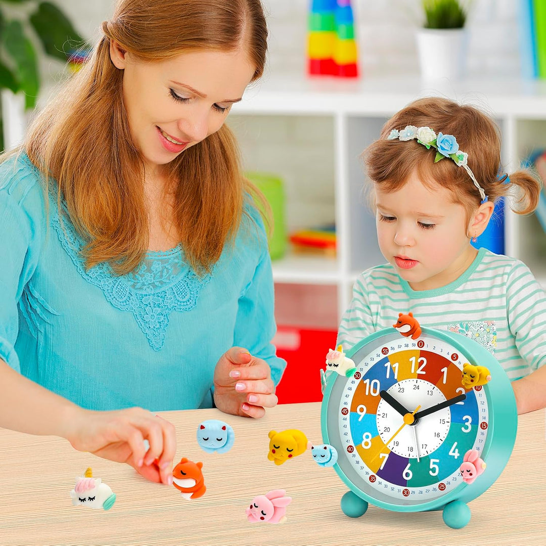 Wecker Kinder, Kinderwecker für Schulanfänge, Kein Tickendes Geräusch, Mit Nachtlicht und Schlummerf